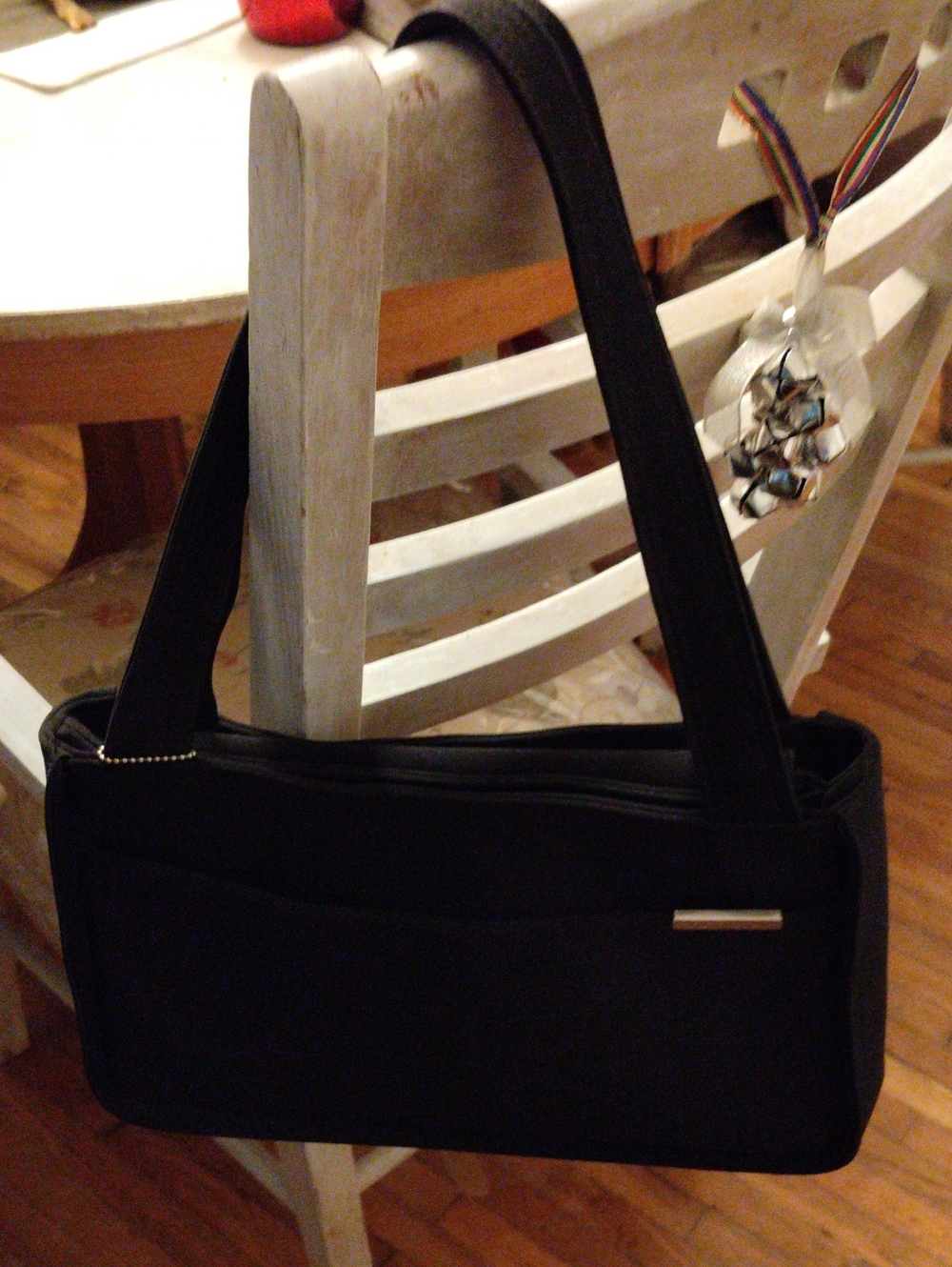 Kenneth Cole Reaction Black Shoulder Bag with Minimal Metal Accent